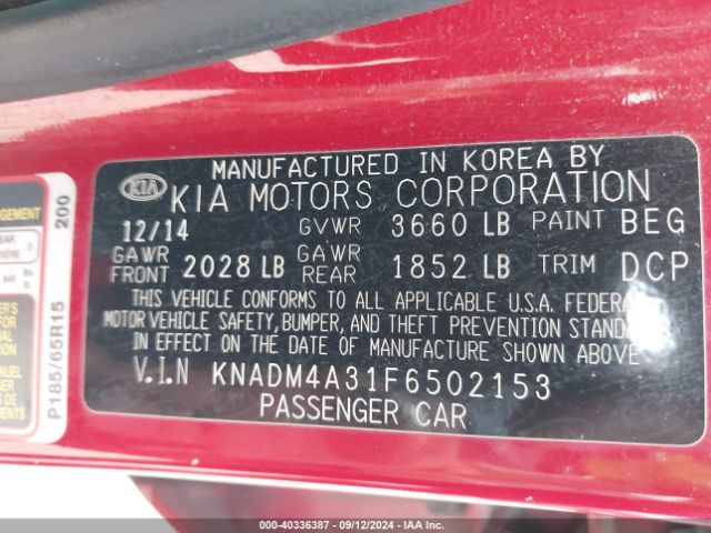 Photo 8 VIN: KNADM4A31F6502153 - KIA RIO 