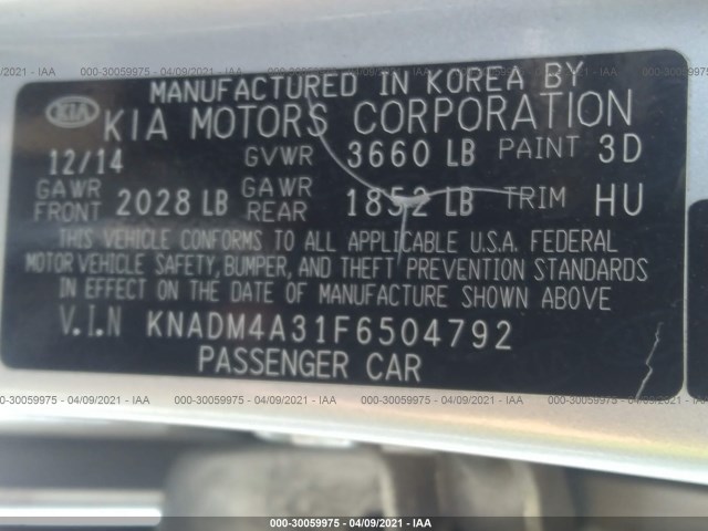 Photo 8 VIN: KNADM4A31F6504792 - KIA RIO 