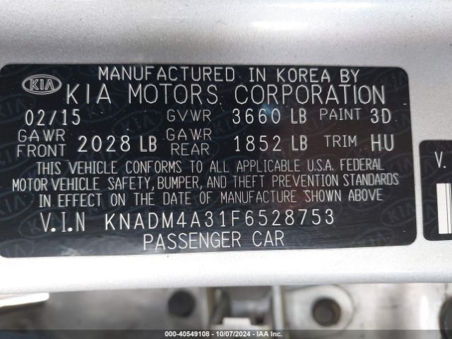 Photo 8 VIN: KNADM4A31F6528753 - KIA RIO 