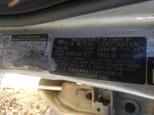 Photo 9 VIN: KNADM4A31G6000874 - KIA RIO LX 