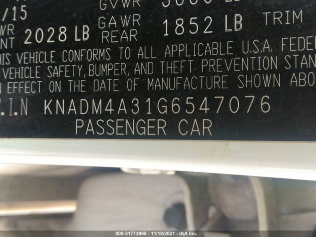 Photo 8 VIN: KNADM4A31G6547076 - KIA RIO 