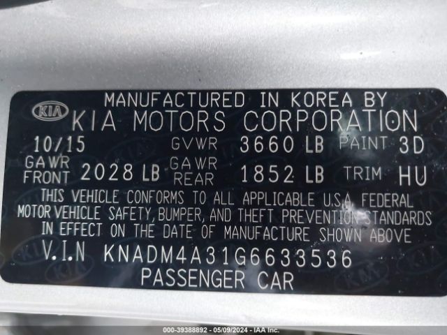 Photo 8 VIN: KNADM4A31G6633536 - KIA RIO 