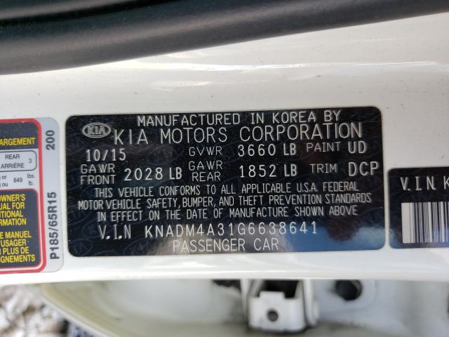 Photo 9 VIN: KNADM4A31G6638641 - KIA RIO LX 