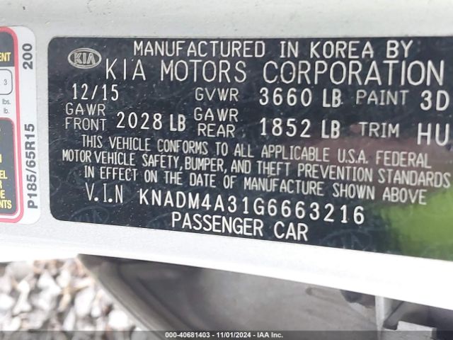 Photo 8 VIN: KNADM4A31G6663216 - KIA RIO 