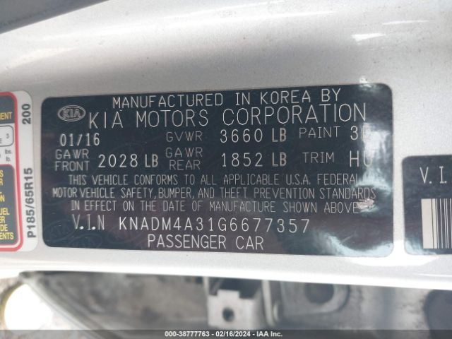 Photo 8 VIN: KNADM4A31G6677357 - KIA RIO 