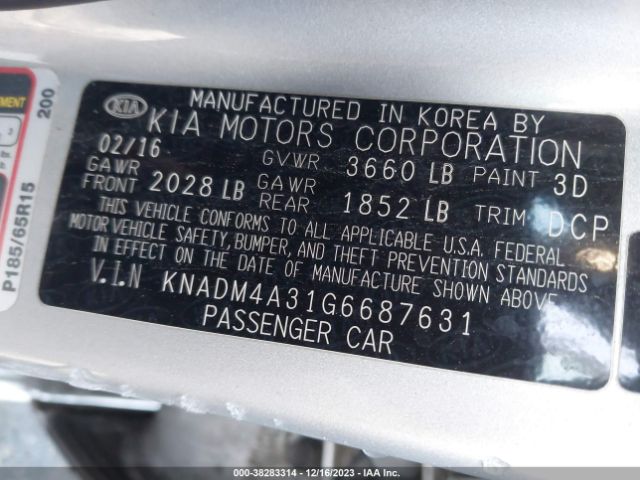 Photo 8 VIN: KNADM4A31G6687631 - KIA RIO 