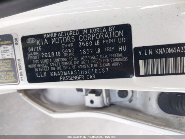 Photo 8 VIN: KNADM4A31H6016137 - KIA RIO 