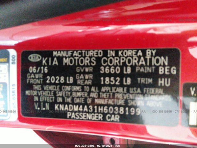 Photo 8 VIN: KNADM4A31H6038199 - KIA RIO 