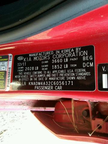 Photo 9 VIN: KNADM4A32C6056171 - KIA RIO LX 