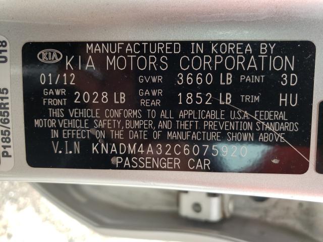 Photo 9 VIN: KNADM4A32C6075920 - KIA RIO LX 