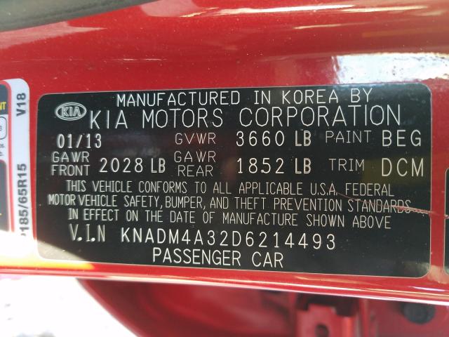 Photo 9 VIN: KNADM4A32D6214493 - KIA RIO LX 