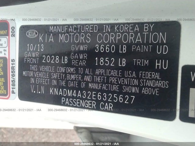 Photo 8 VIN: KNADM4A32E6325627 - KIA RIO 