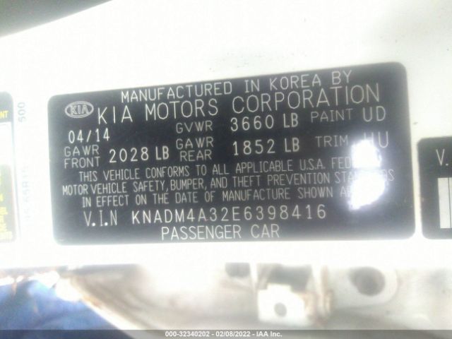 Photo 8 VIN: KNADM4A32E6398416 - KIA RIO 