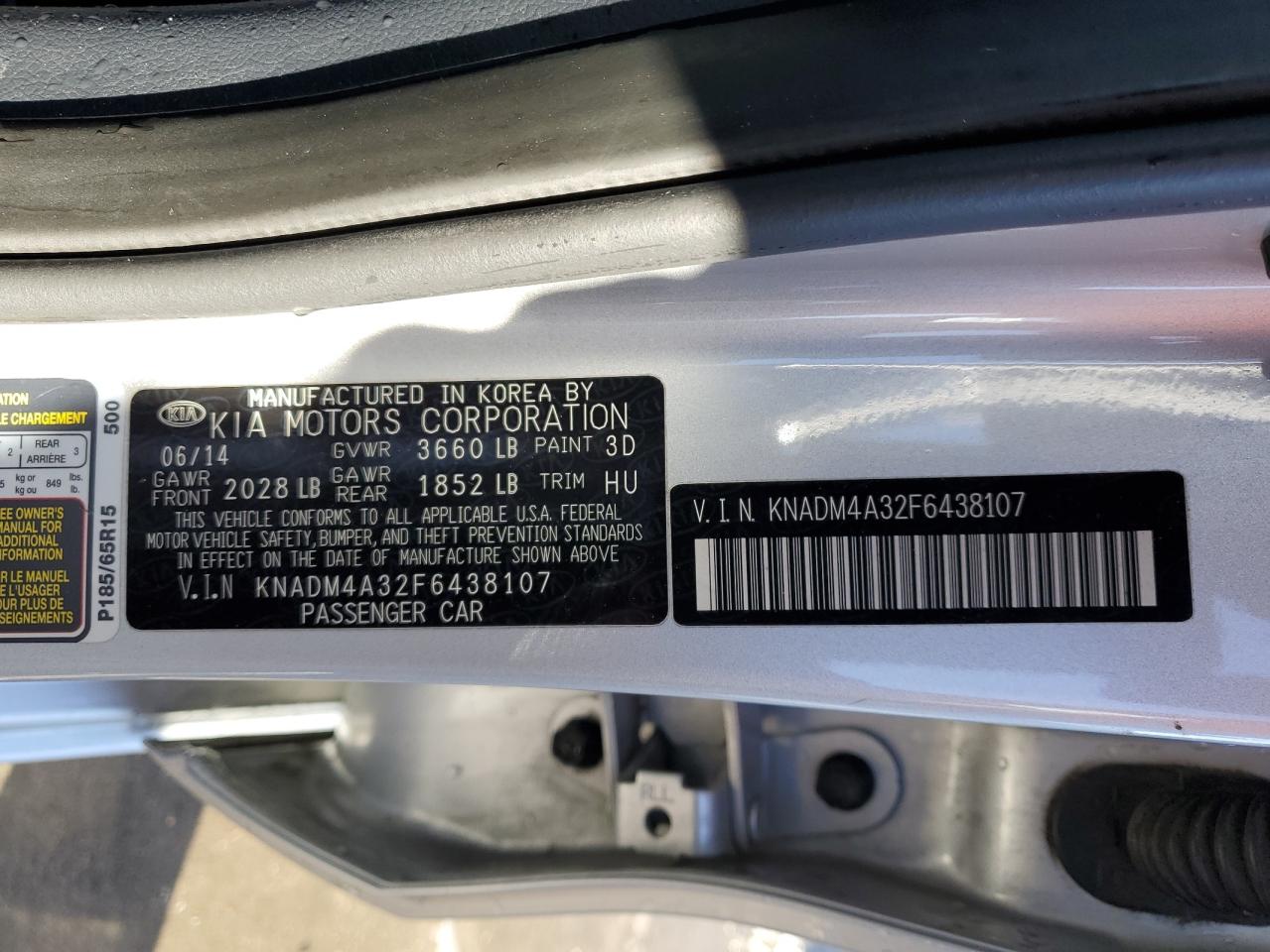 Photo 11 VIN: KNADM4A32F6438107 - KIA RIO 