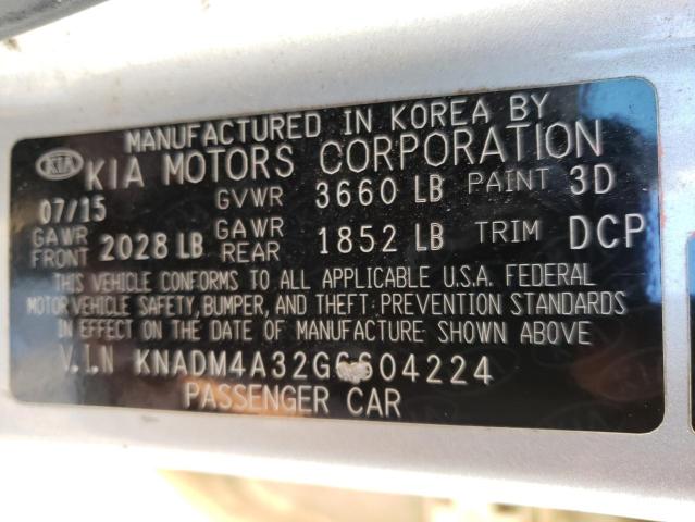 Photo 11 VIN: KNADM4A32G6604224 - KIA RIO LX 