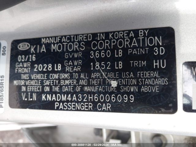 Photo 8 VIN: KNADM4A32H6006099 - KIA RIO 