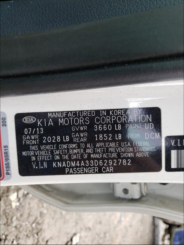 Photo 9 VIN: KNADM4A33D6292782 - KIA RIO LX 