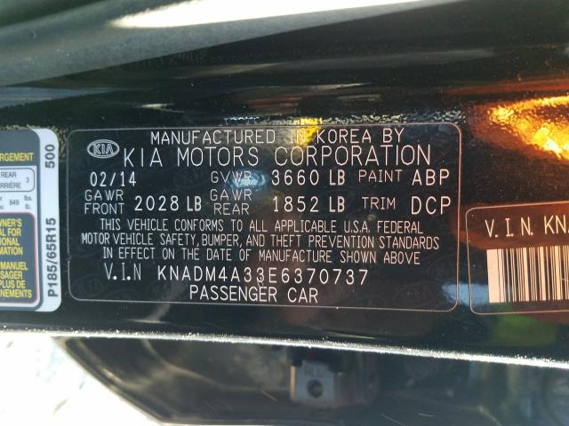 Photo 9 VIN: KNADM4A33E6370737 - KIA RIO LX 