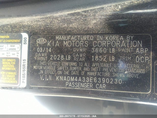 Photo 8 VIN: KNADM4A33E6390230 - KIA RIO 