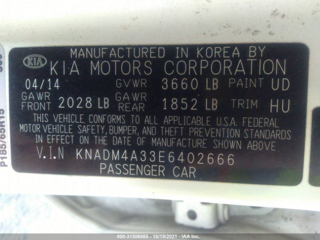 Photo 8 VIN: KNADM4A33E6402666 - KIA RIO 