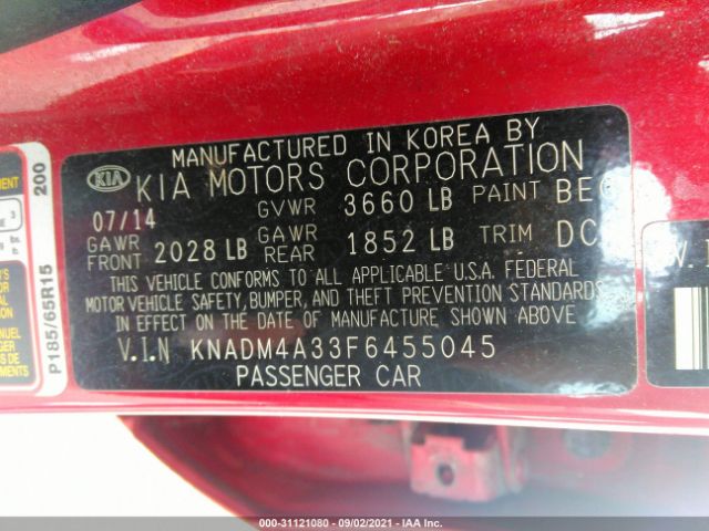 Photo 8 VIN: KNADM4A33F6455045 - KIA RIO 