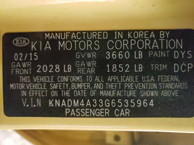 Photo 9 VIN: KNADM4A33G6535964 - KIA RIO LX 