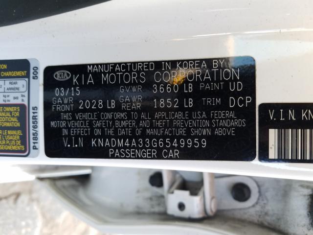 Photo 9 VIN: KNADM4A33G6549959 - KIA RIO LX 