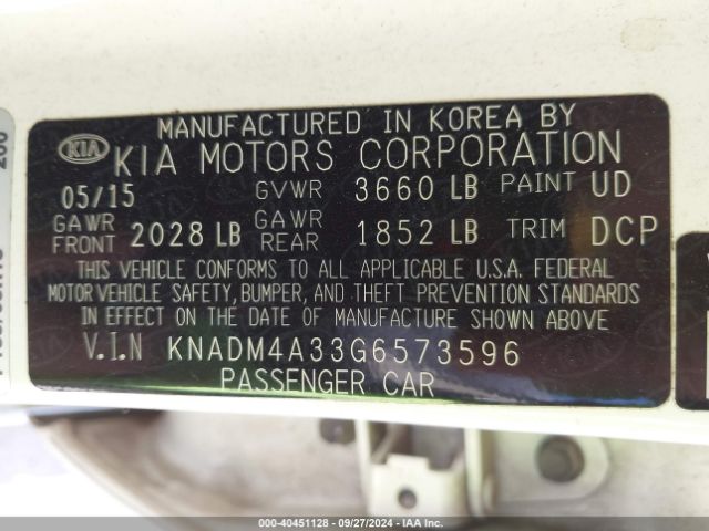 Photo 8 VIN: KNADM4A33G6573596 - KIA RIO 