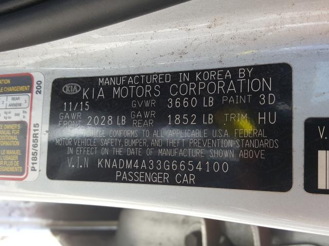 Photo 9 VIN: KNADM4A33G6654100 - KIA RIO LX 