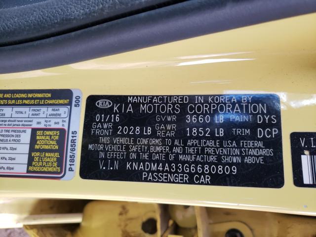 Photo 9 VIN: KNADM4A33G6680809 - KIA RIO LX 