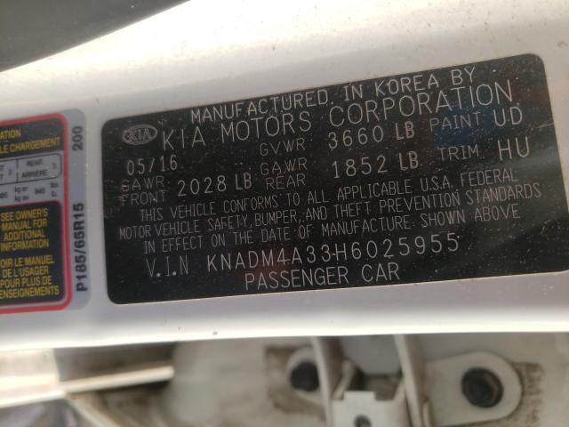 Photo 9 VIN: KNADM4A33H6025955 - KIA RIO LX 