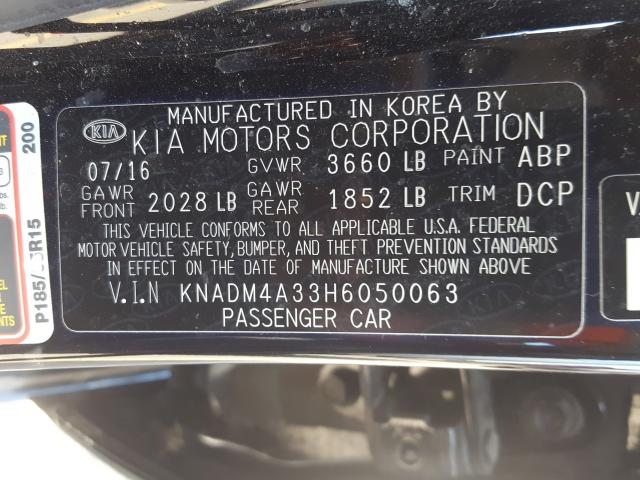 Photo 9 VIN: KNADM4A33H6050063 - KIA RIO LX 