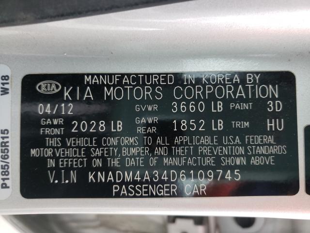 Photo 9 VIN: KNADM4A34D6109745 - KIA RIO 