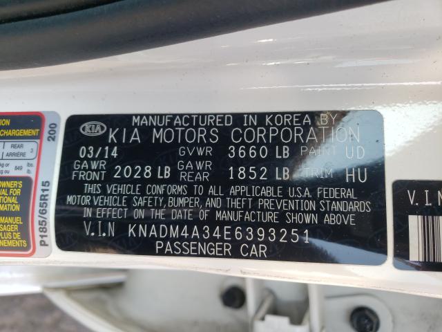 Photo 9 VIN: KNADM4A34E6393251 - KIA RIO LX 