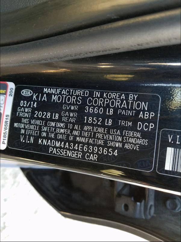 Photo 9 VIN: KNADM4A34E6393654 - KIA RIO LX 