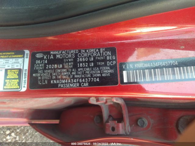 Photo 8 VIN: KNADM4A34F6437704 - KIA RIO 