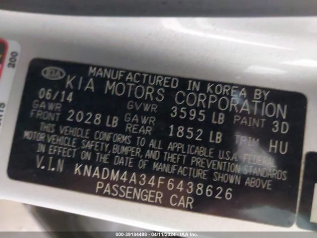 Photo 8 VIN: KNADM4A34F6438626 - KIA RIO 