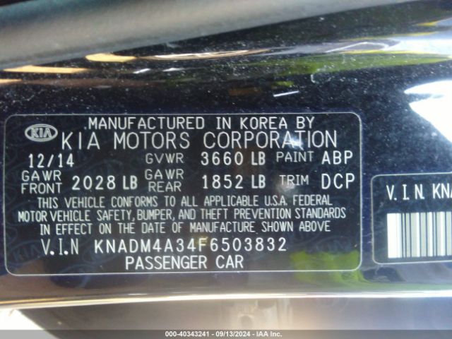 Photo 8 VIN: KNADM4A34F6503832 - KIA RIO 