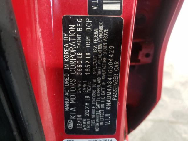 Photo 9 VIN: KNADM4A34F6504429 - KIA RIO LX 