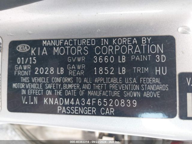 Photo 8 VIN: KNADM4A34F6520839 - KIA RIO 