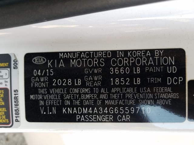 Photo 9 VIN: KNADM4A34G6559710 - KIA RIO LX 