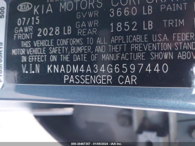 Photo 8 VIN: KNADM4A34G6597440 - KIA RIO 