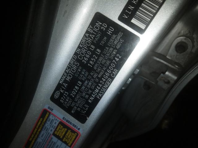 Photo 9 VIN: KNADM4A34G6600742 - KIA RIO LX 