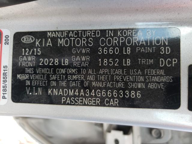 Photo 9 VIN: KNADM4A34G6663386 - KIA RIO LX 