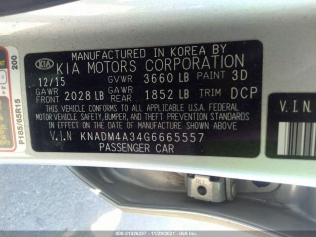 Photo 8 VIN: KNADM4A34G6665557 - KIA RIO 