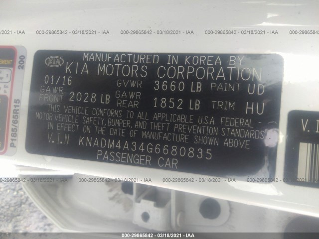 Photo 8 VIN: KNADM4A34G6680835 - KIA RIO 