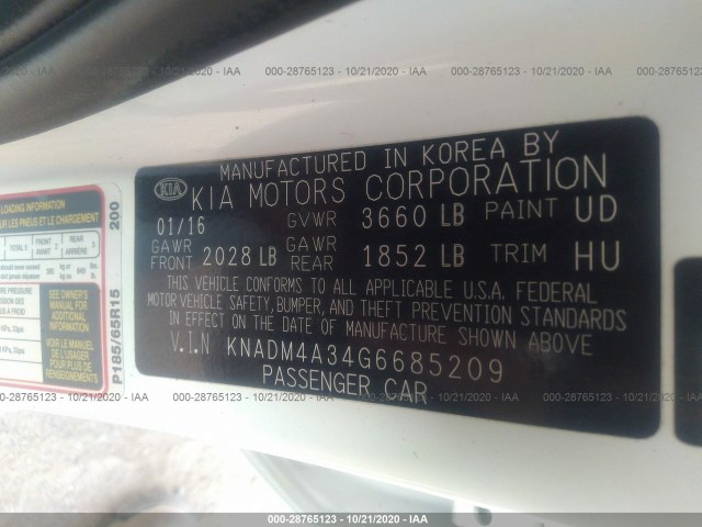 Photo 8 VIN: KNADM4A34G6685209 - KIA RIO 