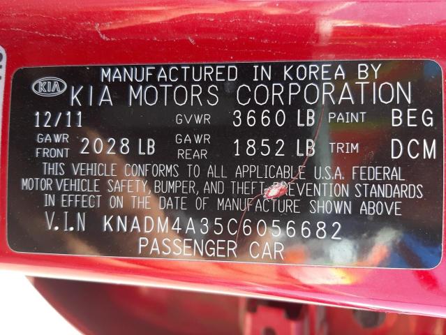 Photo 9 VIN: KNADM4A35C6056682 - KIA RIO LX 