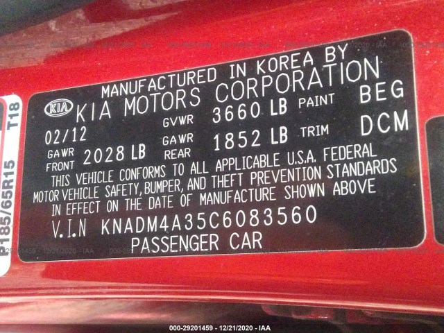 Photo 8 VIN: KNADM4A35C6083560 - KIA RIO 