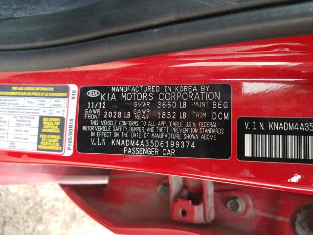 Photo 9 VIN: KNADM4A35D6199374 - KIA RIO LX 